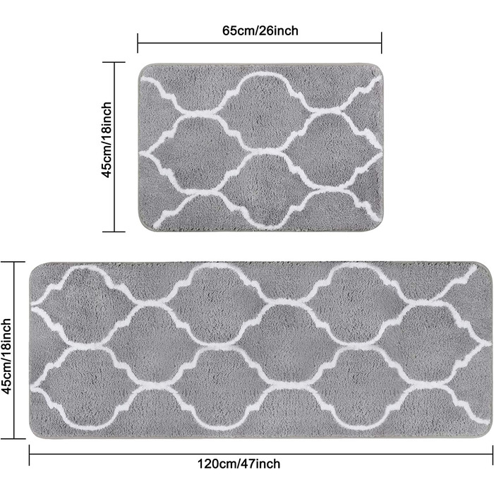 Нековзний килимок для ванної Homcomodar, Килимки для ванної з мікрофібри, абсорбуючі Килимки для ванної кімнати ( (45x65 см 45x120 см, сірий)