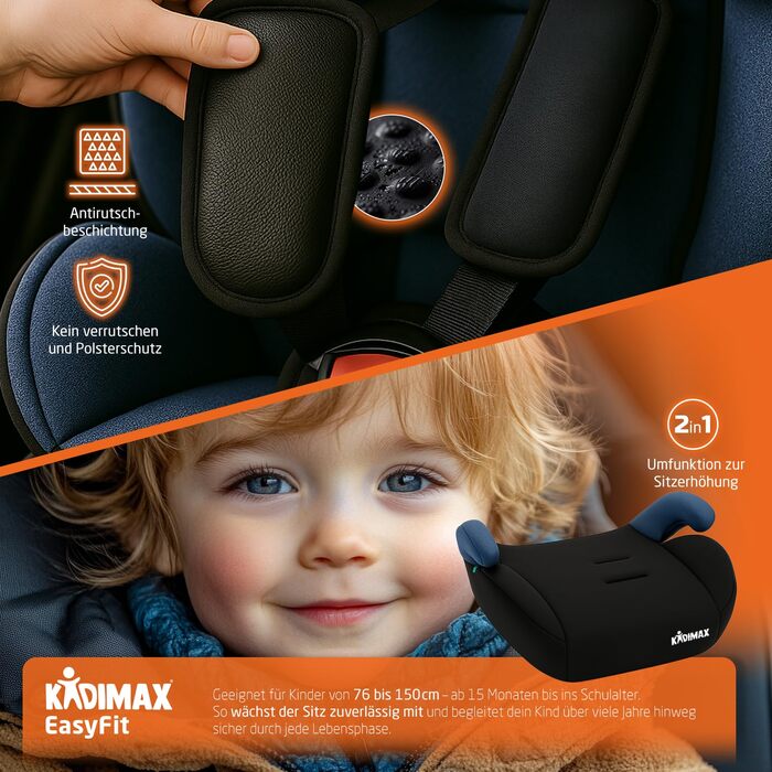 Автокрісло i-Size 9-36 кг, 15 місяців - 12 років, ECE R129/03, Група 1/2/3, регульована підголовник (Блакитне)