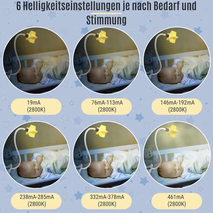 Нічник дитячий LED Stern: Лампа для спальні, дитячої кімнати, для годування та пеленання. Регульована яскравість, декор для кімнати, подарунок