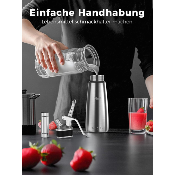 Пристрій для збивання вершків, 500 мл, з набором насадок та щіткою (нержавіюча сталь)