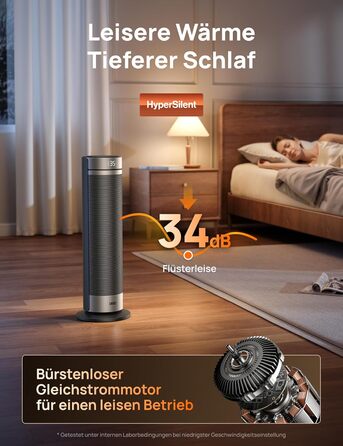 Електричний обігрівач Dreo 23 дюйми, 2000 Вт, тихий, з пультом, таймером, осциляцією, 5 режимів, PTC-кераміка, термостат, для великих приміщень, офісу, срібний