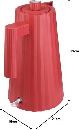 Електричний чайник Alessi Plissé MDL06 R - 1.7 л, червоний, 2400W, з європейським штекером