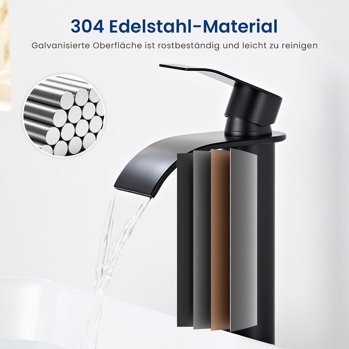 Змішувач для ванної CECIPA Gebürstet, нержавіюча сталь, чорний мат, висота виливу 245 мм | Змішувач для умивальника, для ванної кімнати