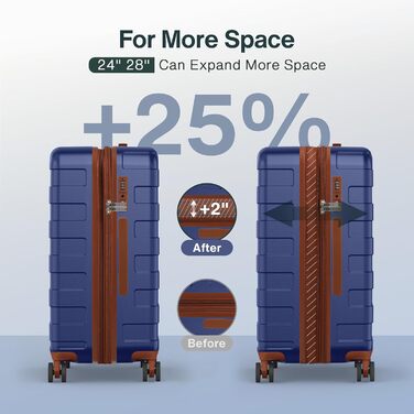 Набір валіз для подорожей Hartschale (2 шт, M+XL 55+75см), легкий полікарбонат PC, розширюваний дорожній кофр з колесами та TSA замком, класичний синій
