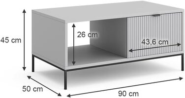 Комод Vicco Eliza, 80x81.2 см, 2 дверцята, сірий, 90x45 см