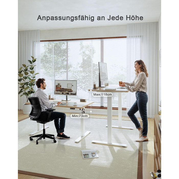 Електричний регульований стіл JUMMICO 80x60 см з USB-портом - ергономічний стіл для роботи та навчання