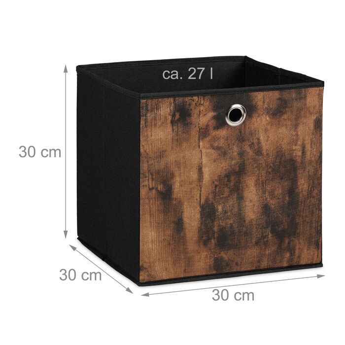 Набір з 6 тканинних контейнерів для зберігання з імітацією дерева Relaxdays