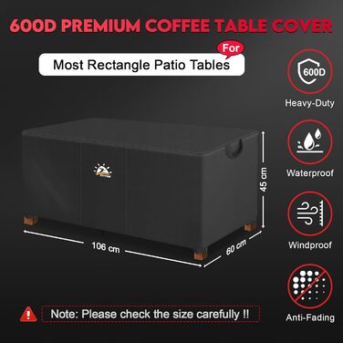 Чохол для садово-патіо меблів Zettum, 600D Oxford PU, водонепроникний, 106x60x45 см