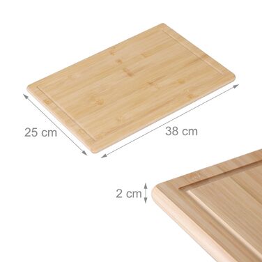 Дерев'яна обробна дошка Relaxdays з бамбука з жолобом для соку