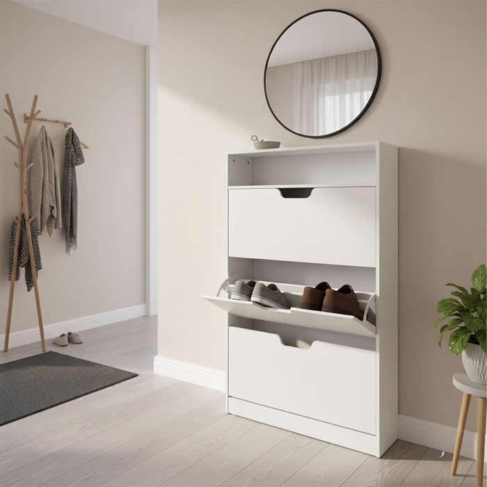 Взуттєва шафа Relaxdays з відкидною дверцями та відкритою полицею