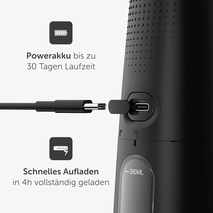 Електрична зубна щітка Wondersmile PRO - Перевірена TÜV, 4 режими, 60 днів роботи від акумулятора, чорний комплект для догляду за порожниною рота