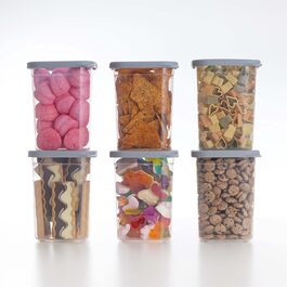 Набір контейнерів для зберігання продуктів [12 шт] Anthrazit, сірий - Складні, економія місця, 6x1000 мл