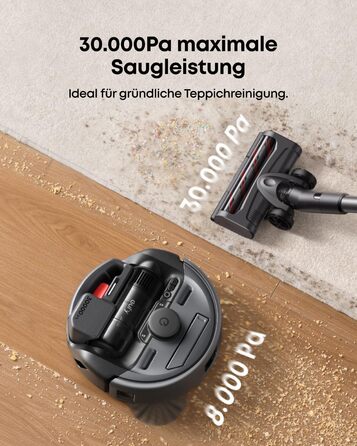 Робот-пилосос eufy HydroJet з функцією миття, 20000Pa, Turbo-сила всмоктування, щітки DuroSpiral, CornerRover для кутів, станція All-in-One, для тварин та дітей (E20)