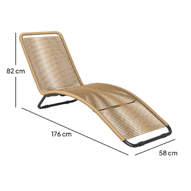 Розкішний шезлонг з ротангу, S-подібний дизайн, плетіння з ротангу, каркас зі сталі, колір - коричневий