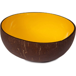 Дизайнерська чаша з шкаралупи кокосового горіха, унікальна, 100 натуральна, безпечна для харчових продуктів (жовтого кольору), 24