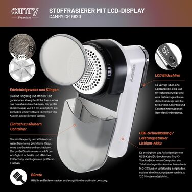 Видалення ворсу Adler Camry, леза з нержавіючої сталі, акумулятор 2000 mAh