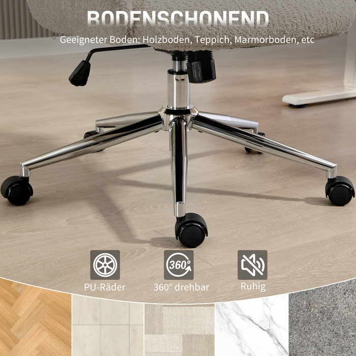 Крісло офісне HOMCOM з регульованою підголівником, ергономічне крісло для роботи, з функцією гойдання, регульоване по висоті, сіро-біле