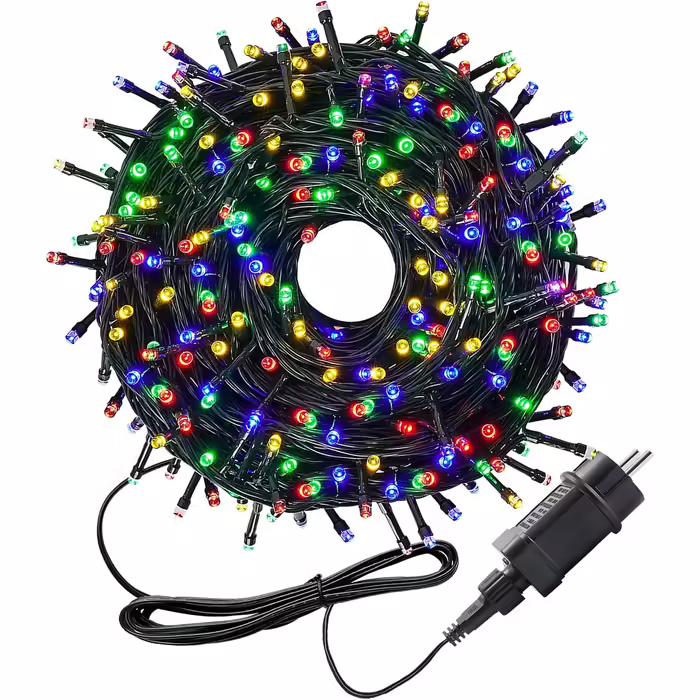 Гірлянда Meision 30 м, 300 LED, різнокольорова, для вулиці та дому, водонепроникна IP44, з таймером і 8 режимами, для балкона, саду, весілля, темно-зелений дріт