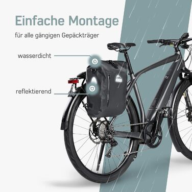 Кофр Borgen 3в1 для багажної полиці водонепроникний - Посилені ремені (новинка 2023 року) - Можна використовувати як велосипедний рюкзак, сумку-кофр, велосипедну сумку та рюкзак (Чорний, 25 л)