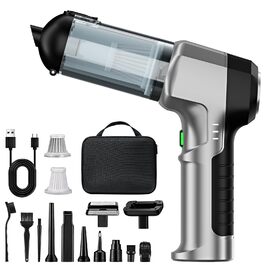 Акумуляторний ручний пилосос 4-в-1 для авто та дому, потужність 25000Па, бездротовий електроповітродув для прибирання шерсті, кухні та ПК, чорний