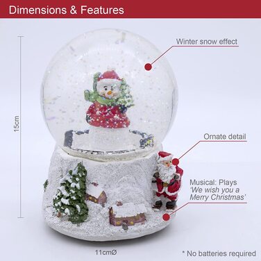 Снігова куля The Christmas Workshop з музикою 15 см біла