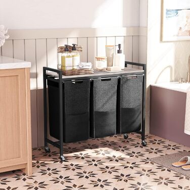 Кошик для білизни HOOBRO з 3 відділеннями, 119 л, на колесах, білий