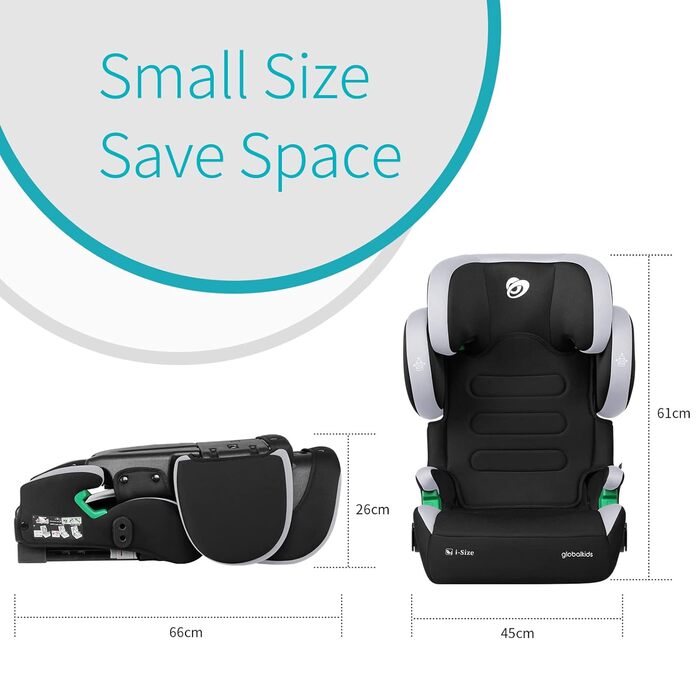 Автокрісло дитяче 15-36 кг з Isofix, i-Size, 3.5-12 років, регульована спинка та підлокітники, з підстаканником, зелене