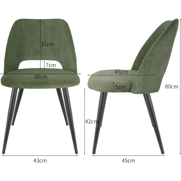 Набір з 4-х обідніх стільців, зелені, крісло-відпочивальник, для вітальні, кухні, спальні, залу. М'який стілець з незалежними ніжками, кОрдовий, для обідньої кімнати.