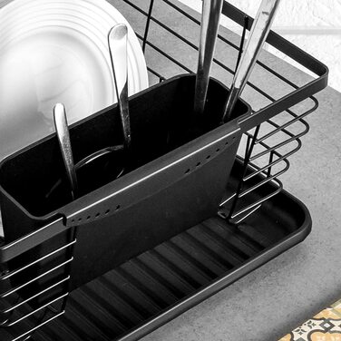 Сушарка для посуду Wilde з тримачем для столових приладів сушарка для посуду сушарка для посуду чорна сушарка для посуду Підставка для посуду сушарка для посуду