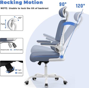 Офісний стіл Naspaulro: ергономічний крісло з регульованою підголівником, підлокітниками та підтримкою попереку. Дихаючий сітчастий матеріал для дому та офісу.