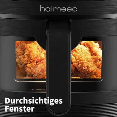 Фритюрниця повітряна 6л з вікном, без олії, 8-в-1, 30-200°C, 78 рецептів, антипригарне покриття, тиха робота