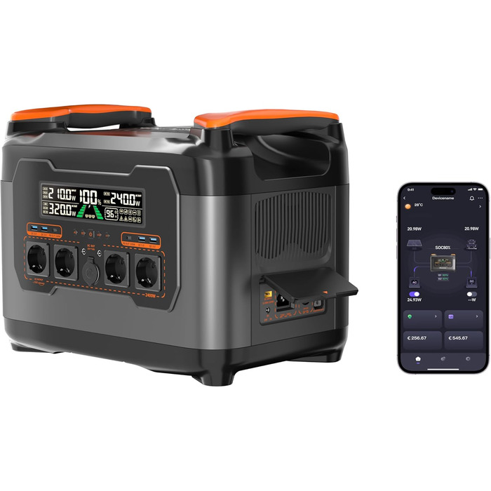 Портативна електростанція NECESPOW S2400, 1102.5Wh LiFePO4, 1500W (3000W пік), 3 розетки AC, чиста синусоїда, 50Hz, для дому та відпочинку на природі