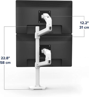 Кріплення для монітора Ergotron LX Dual Stacking Arm, Tall Pole, білий