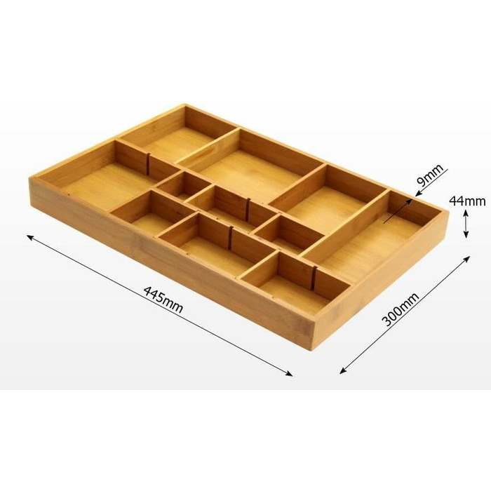 Вальдшнеп Верста. Вкладиші для шухляд Орг. лоток для столових приборів (44,5х30см) бамбуковий, середній розмір
