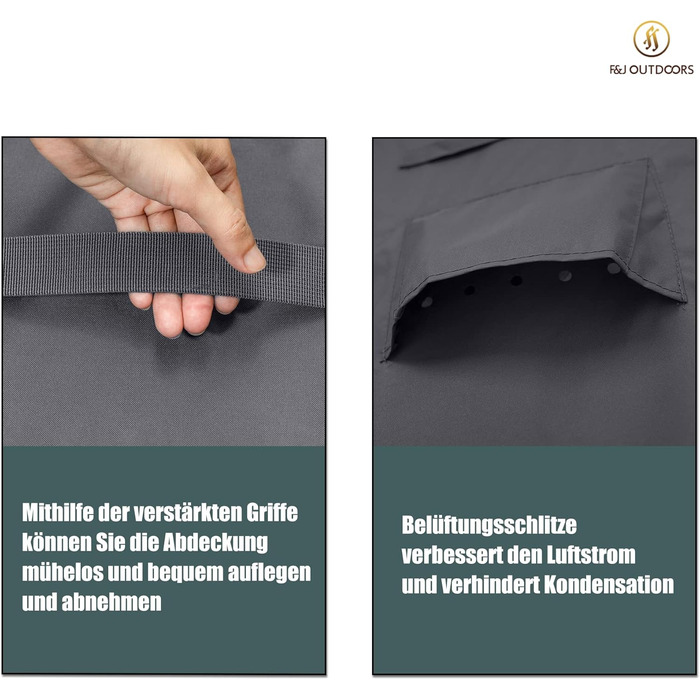 Захисний чохол для саудового дивану F&J Outdoors, водонепроникний, UV-стійкий, сірий, 208x99x89/61 см