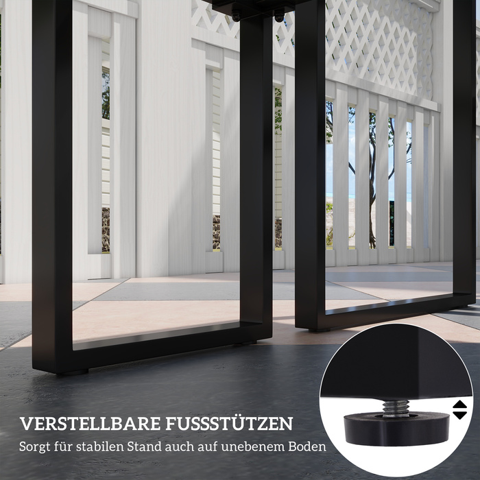 Набір садових меблів на 4 особи: 1 стіл та 2 лавки, метал, чорний колір