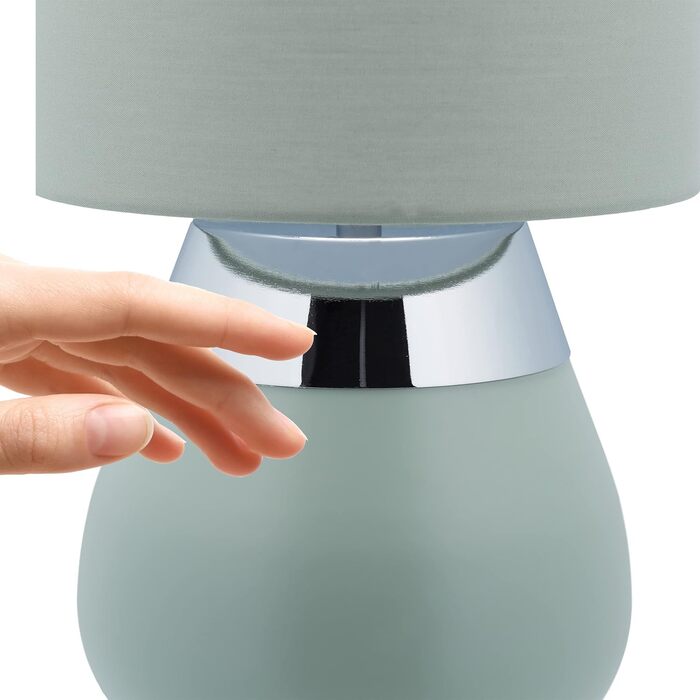 Приліжкова лампа Relaxdays Touch, цоколь E14, непряме світло, овальна настільна лампа з абажуром. ВхШ 32 x 18 см, зелений
