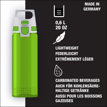 Повнокольорова пляшка для пиття SIGG (0,6 л), екологічно чиста і герметична пляшка для пиття, легка і небитка пляшка для пиття a