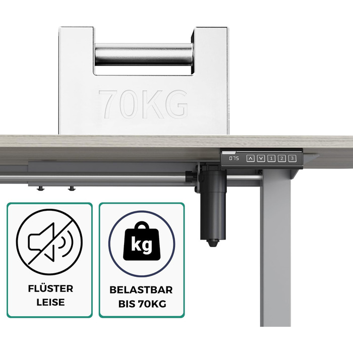 Електричний регульований стіл Albatros UP30, срібний | Металеве підстав'я, ніжки, опори для столу | Підходить для робочих місць середньої ширини