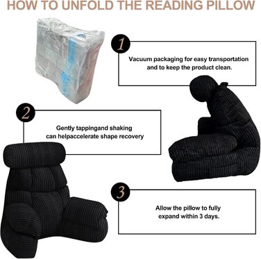 Підлогове крісло-мішок Lesekissen для читання та відпочинку з підлокітниками, чорне