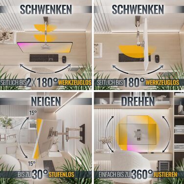 Кріплення для монітора RICOO S1811: регульоване, універсальне, VESA 75x75/100x100, 13-32 дюймів