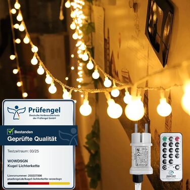 Льоководна гірлянда WOWDSGN 40M 400 LED, диммер, 8 режимів, для дому та саду, тепле світло, ідеальна для свят