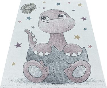 Домашній дитячий килим з коротким ворсом, м'який килим для дитячої кімнати, дизайн динозавра, динозавра, колір розмір (160x230 см, рожевий)