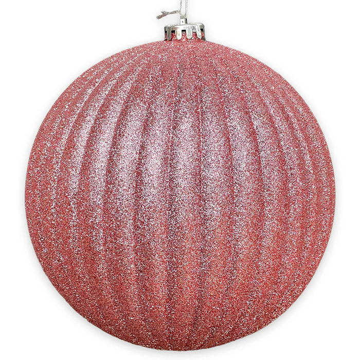Різдвяні кулі вуличні ялинкові кулі, морозостійкі і стійкі до атмосферних впливів (кулька діаметром 18 см - , з рожевим блиском)