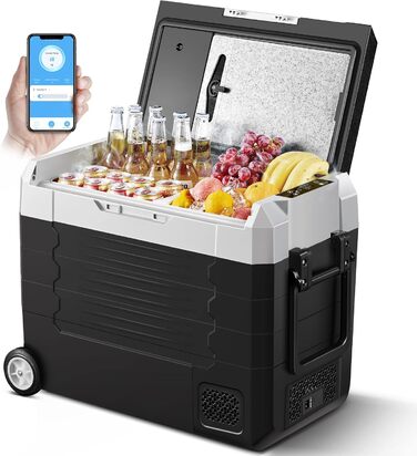 Холодильник автомобільний компресорний AAOBOSI 55L з Wi-Fi керуванням, -20°C, 12/24V/100-240V, для авто, вантажівки, човна, кемпінгу