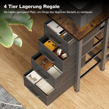 Комп'ютерний стіл кутовий Coleshome 120x70 см з 4 висувними ящиками, для офісу, кабінету, спальні, вінтажний коричневий