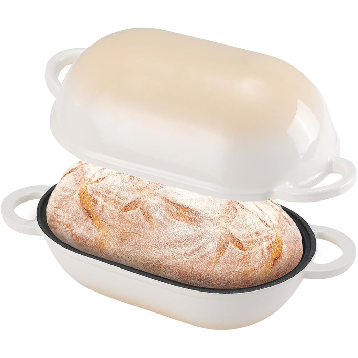 Форма для випікання хліба з кришкою Gusseisen, 23 см, емальована чавунна форма, 2.75 л, для випікання хліба, підходить для духовки (перехідний колір блакитно-зелений)