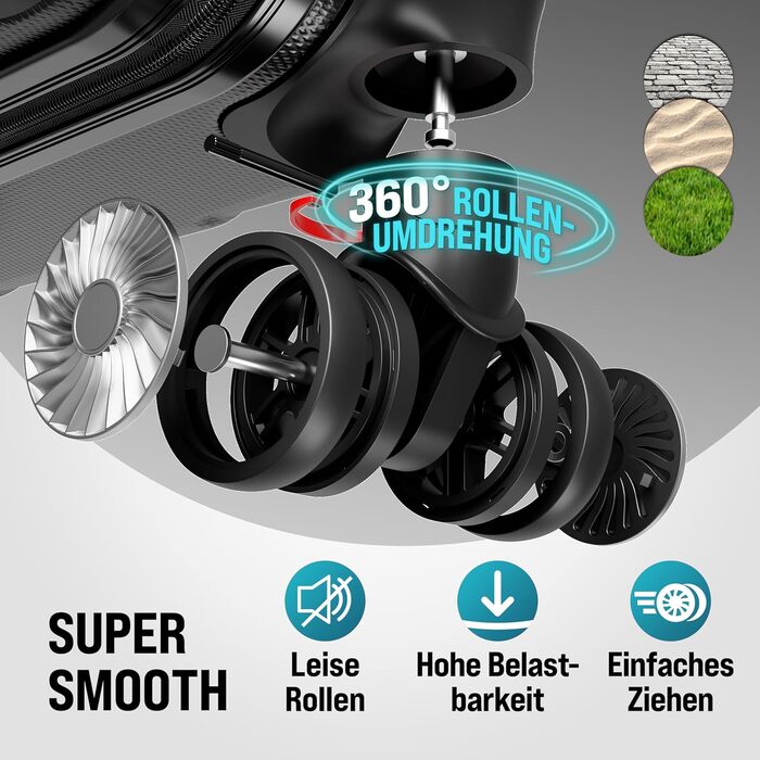 Набір валіз Monzana 3шт з TSA замком, органайзером, вагами та гелевими ручками, M-L-XL, чорний