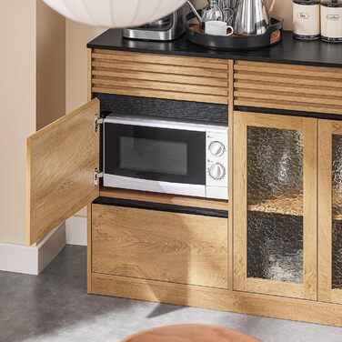 Кухонна шафа SoBuy з мікрохвильовою нішею, ламеленими дверцятами та буфетом, 107×40×85 см (Eiche-Schwarz)