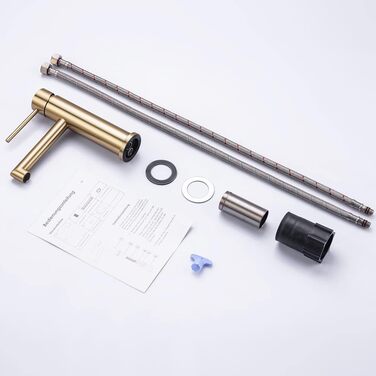 Змішувач для ванної кімнати ONECE з висотою виливу 105 мм, однорегуляторний, з нержавіючої сталі, з висувним аератором (золотий)